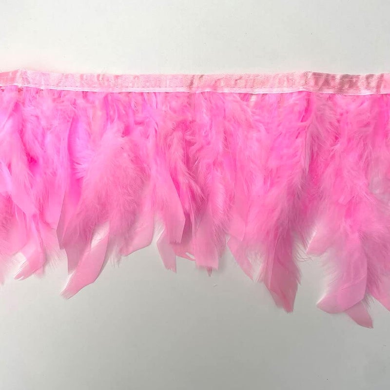 Shekyeon Turkey Feathers Fringe Trim for Party Clothing DIY Sewing Crafts Decoration Pack of 2 Yards (Pink) - Image 4
